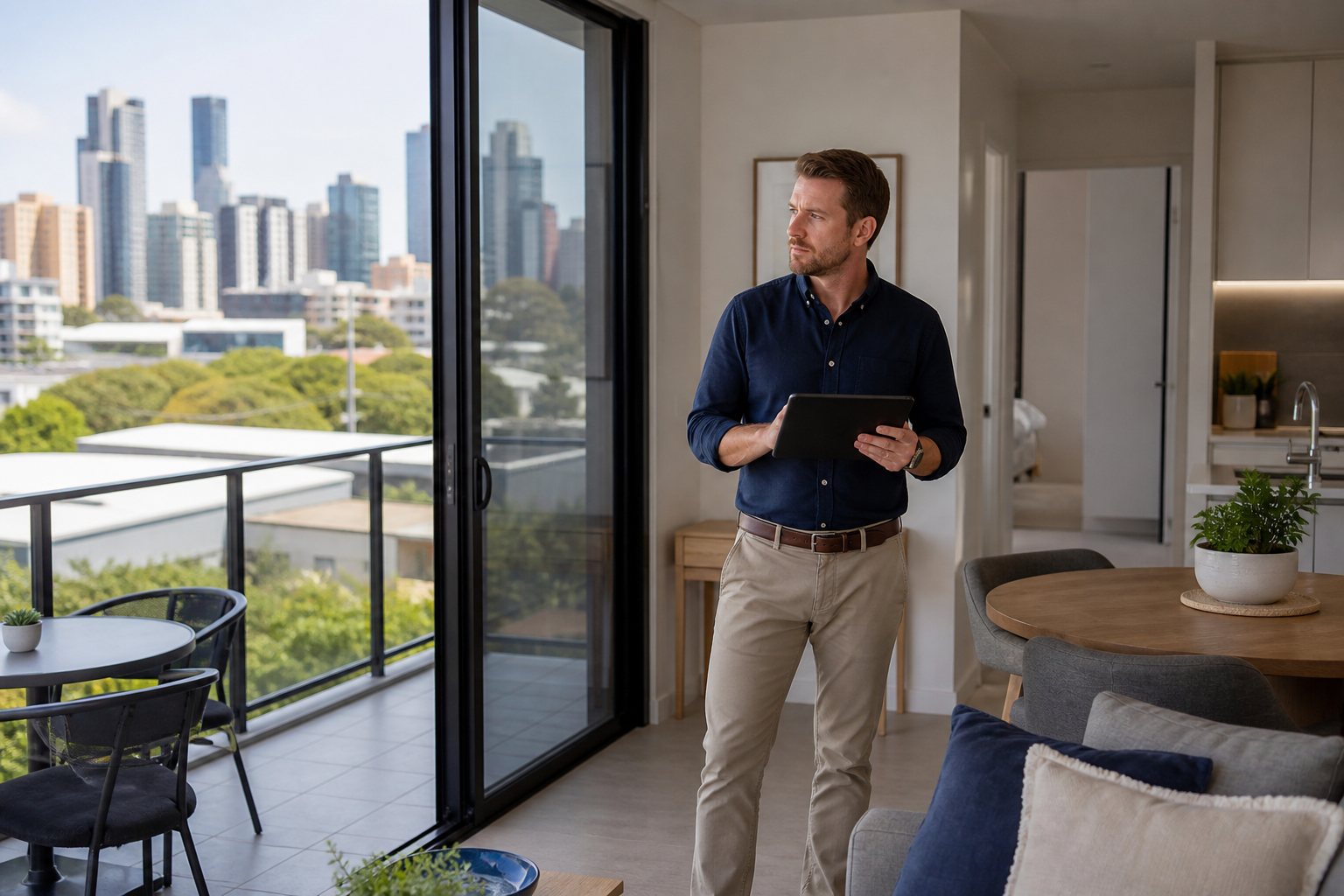 Property manager reviewing the condition of a Brisbane apartment